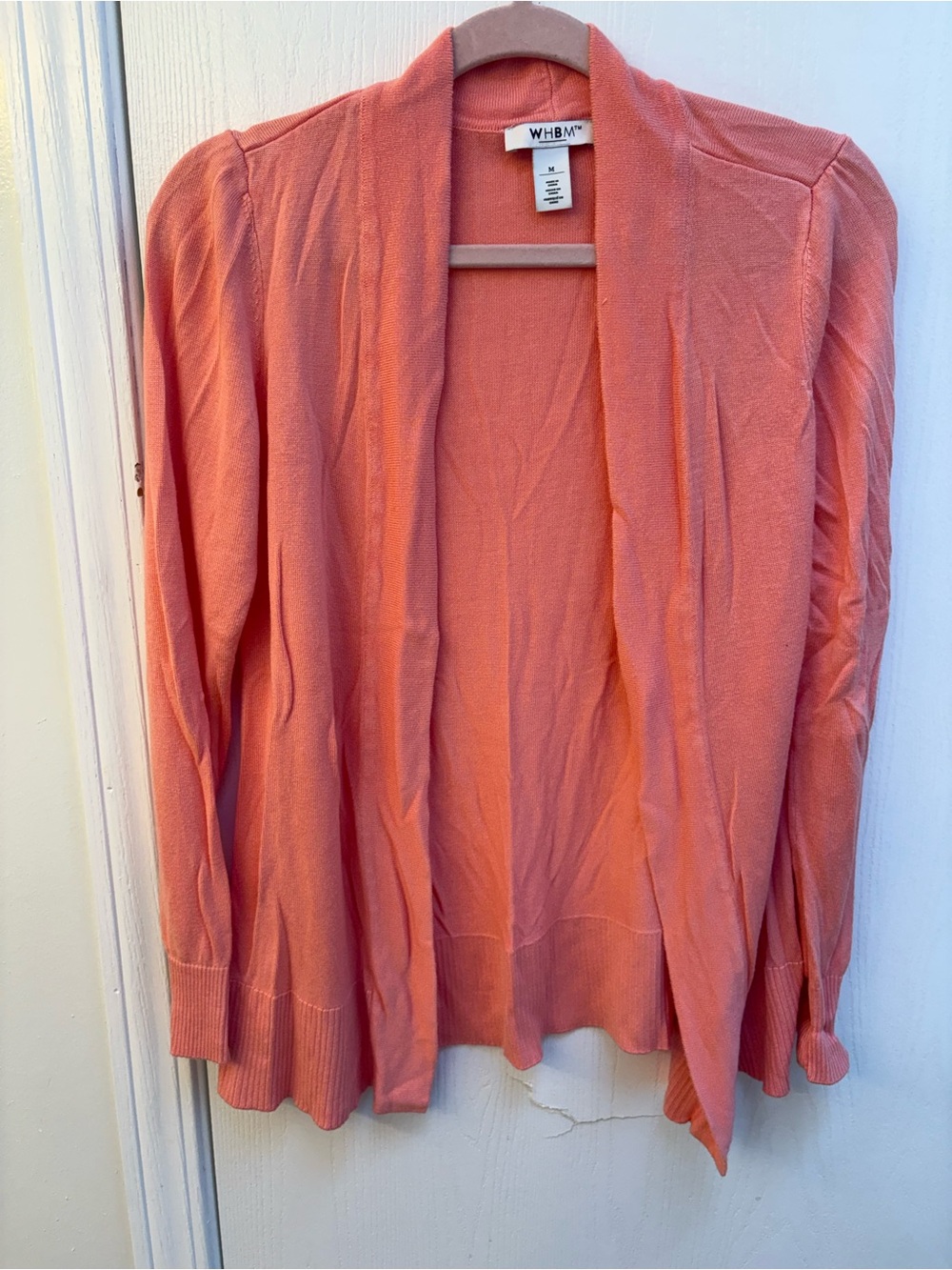 White House Black Market Coral Open Front Cardigan